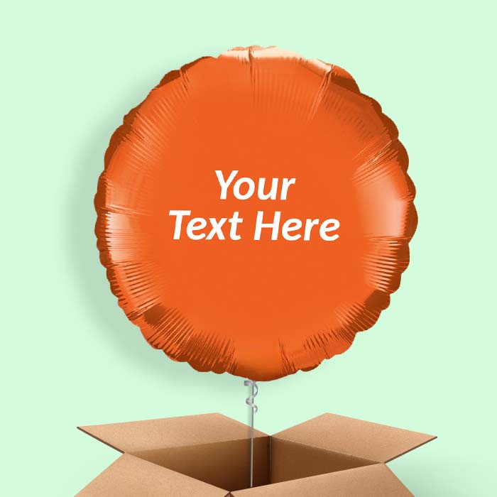 Personalised Balloons in a Box - Orange Circle