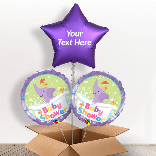 Elephant Personalised Neutral Baby Shower Balloons - Balloon Trio | Small Indoor Plants
