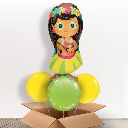 Giant Hula Girl Luau Balloons in a Box - With 3 Themed Balloons | Small Indoor Plants