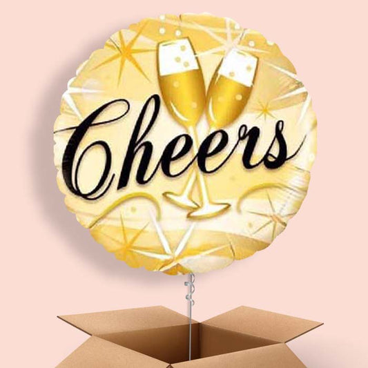 Cheers Glasses Gold Balloon in a Box