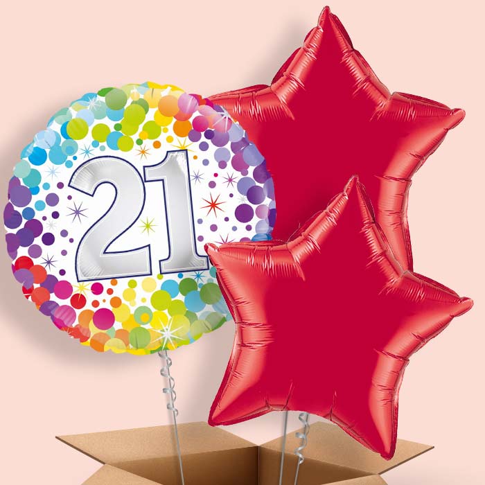 Rainbow 21st Birthday Balloon in a Box