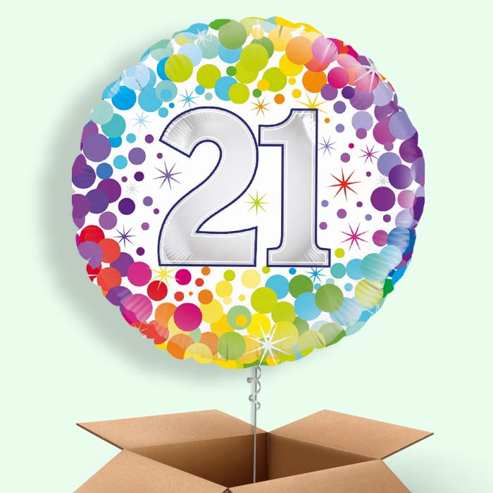 Rainbow 21st Birthday Balloon in a Box