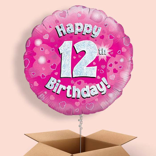 Pink 12th Birthday Balloon in a Box