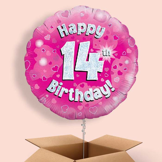 Pink 14th Birthday Balloon in a Box