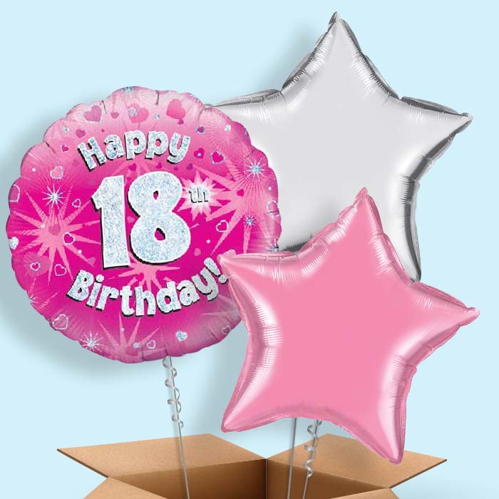 Happy 18th Birthday Pink Hearts Balloon in a Box