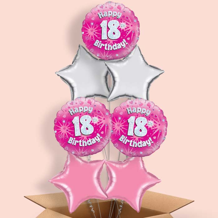 Happy 18th Birthday Pink Hearts Balloon in a Box