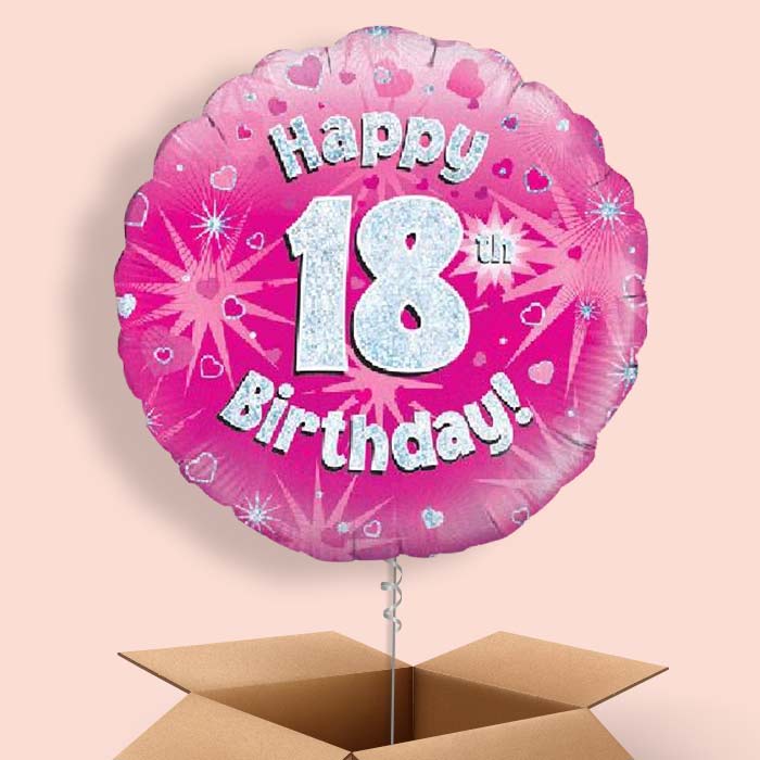 Happy 18th Birthday Pink Hearts Balloon in a Box