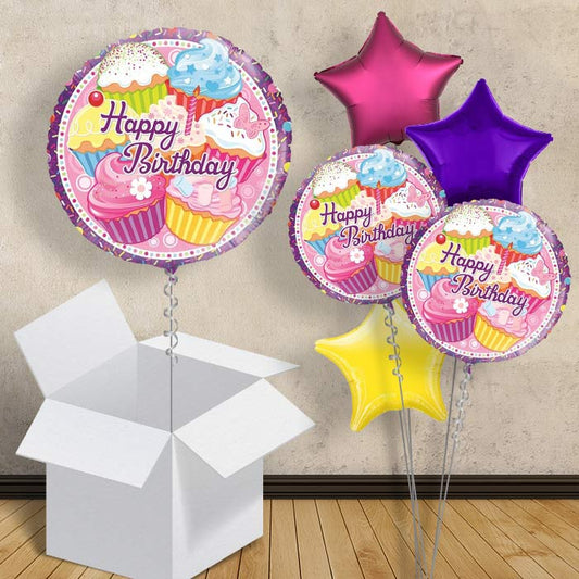 Cupcake Happy Birthday Balloon in a Box - 1 Balloon | Small Indoor Plants