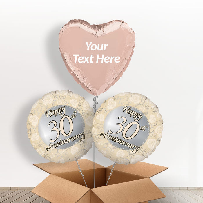 Personalised 30th Wedding Anniversary Balloons - Balloon Trio | Small Indoor Plants