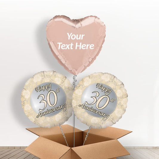 Personalised 30th Wedding Anniversary Balloons - Balloon Trio | Small Indoor Plants