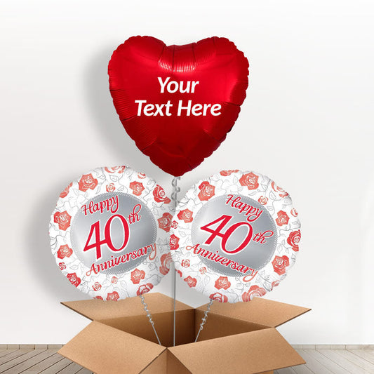 Personalised Helium Balloons - 40th Anniversary - Balloon Trio | Small Indoor Plants