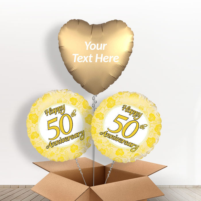 Personalised Foil Balloons - 50th Anniversary - Balloon Trio | Small Indoor Plants