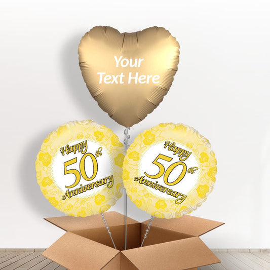 Personalised Foil Balloons - 50th Anniversary - Balloon Trio | Small Indoor Plants