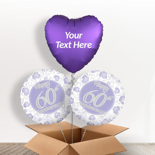 Personalised Foil Balloons - 60th Anniversary - Balloon Trio | Small Indoor Plants