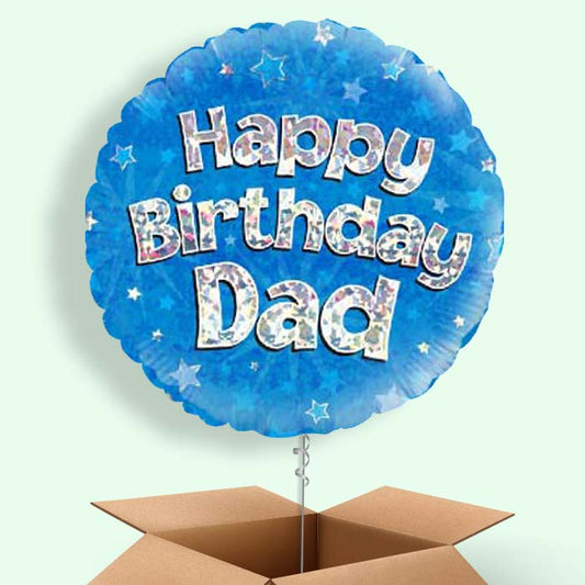 Happy Birthday Dad Balloons in a Box (Blue)