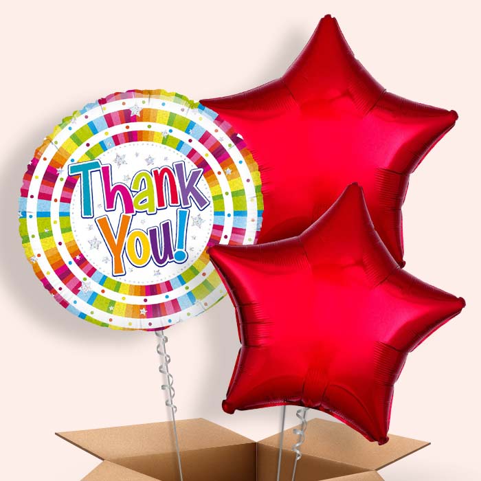 Striped Thank You 3 Balloon Bouquet in a Box