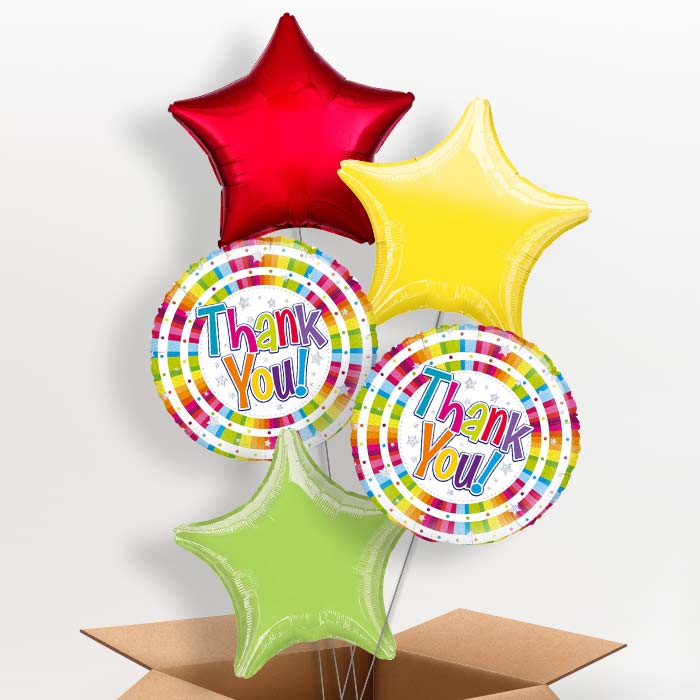 Striped Thank You 5 Balloon Bouquet in a Box