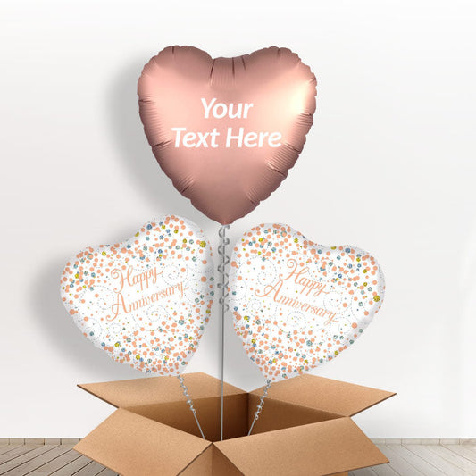 Personalised Anniversary Balloons - Rose Gold - Balloon Trio | Small Indoor Plants