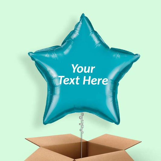 Turquoise Star Foil Balloon in a Box