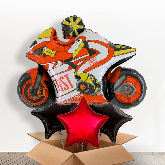 Motorbike Helium Balloons in a Box - Red - With 3 Plain Balloons | Small Indoor Plants