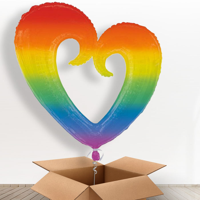 Rainbow Open Heart Giant Shaped Balloon in a Box Gift - Giant Balloon | Small Indoor Plants