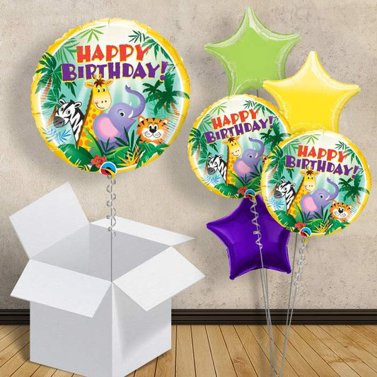 Jungle Animal Birthday Balloons in a Box - 1 Balloon | Small Indoor Plants