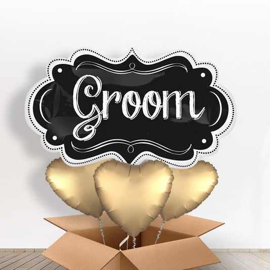 Groom Chalkboard Giant Shaped Balloon in a Box Gift