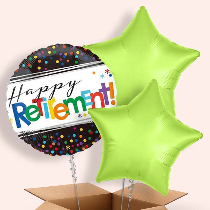 Happy Retirement Balloons in a Box (Confetti)