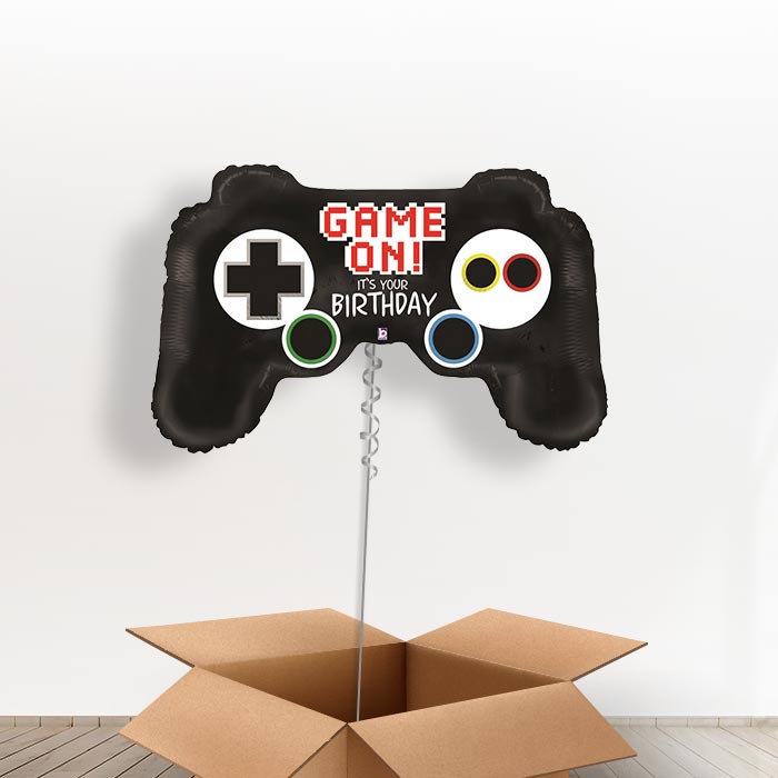 Gaming Controller Balloon Delivered in a Box - With 3 Themed Balloons | Small Indoor Plants