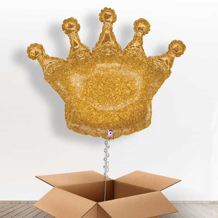 Giant Glittering Crown Balloons in a Box - Giant Balloon | Small Indoor Plants