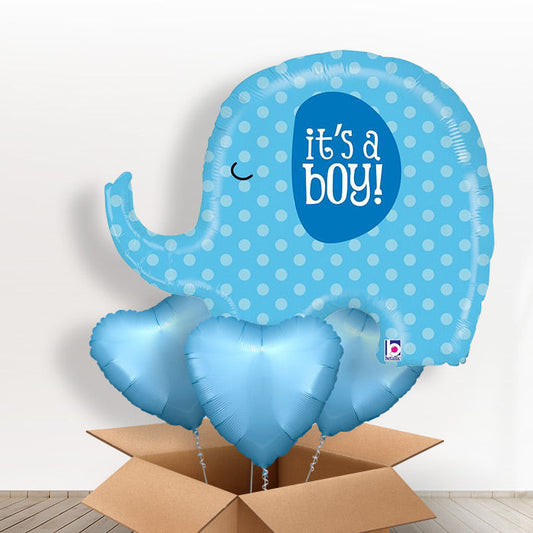 Blue Elephant Its a Boy Balloon in a Box