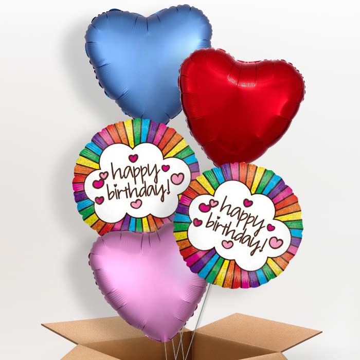 Happy Birthday Rainbow Balloons in a Box