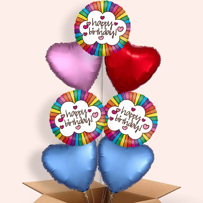 Happy Birthday Rainbow Balloons in a Box