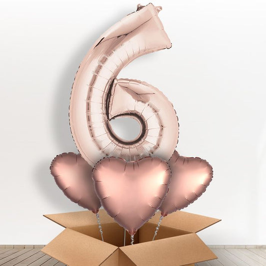 Rose Gold Giant Number 6 Balloon in a Box Gift