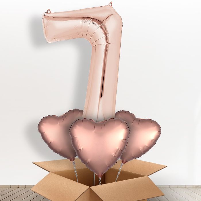 Rose Gold Giant Number 7 Balloon in a Box Gift