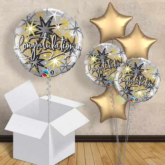 Congratulations Silver & Gold Balloon in a Box