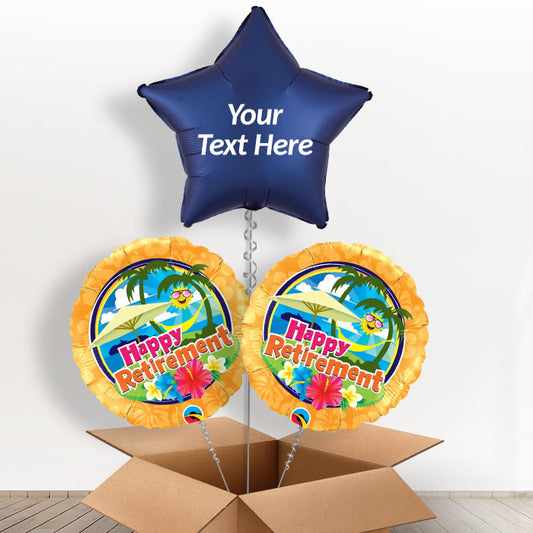 Tropical Personalised Retirement Balloons in a Box - Balloon Trio | Small Indoor Plants