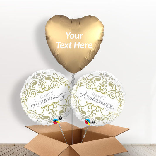 Personalised Foil Balloons - Happy Anniversary - Balloon Trio | Small Indoor Plants