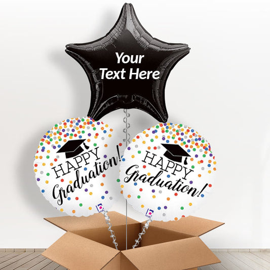 Personalised Graduation Balloons UK - Confetti - Balloon Trio | Small Indoor Plants