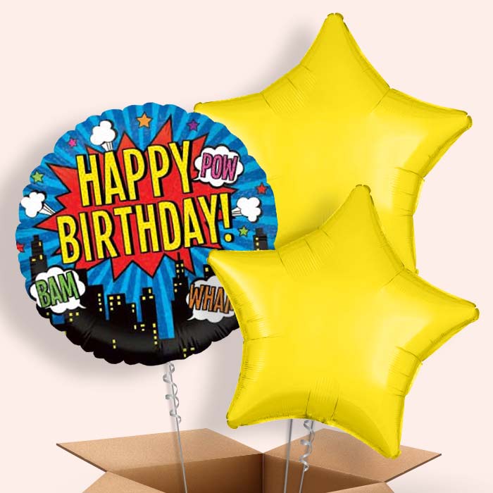 Superhero Balloons in a Box (Happy Birthday)