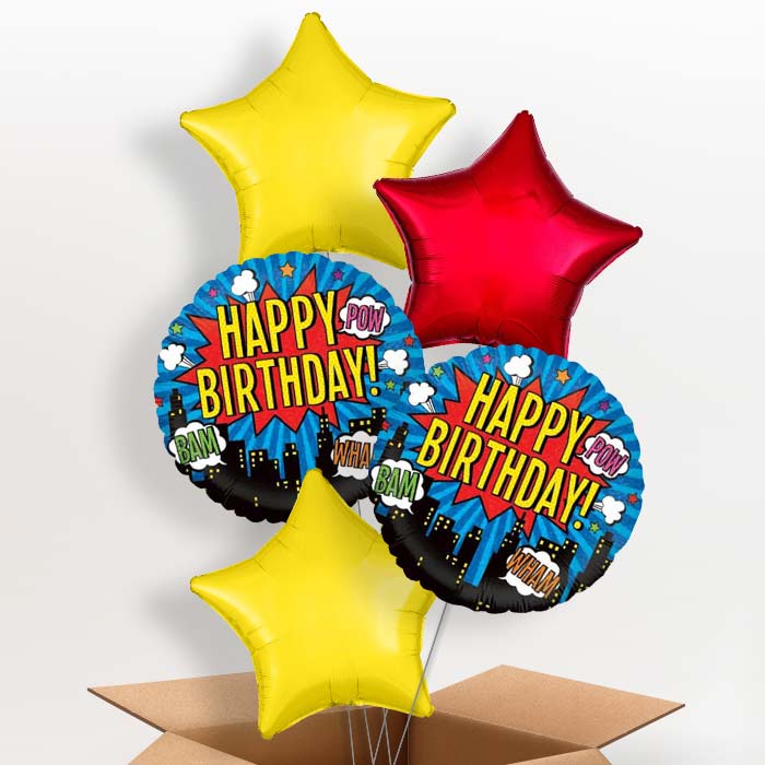 Superhero Balloons in a Box (Happy Birthday)