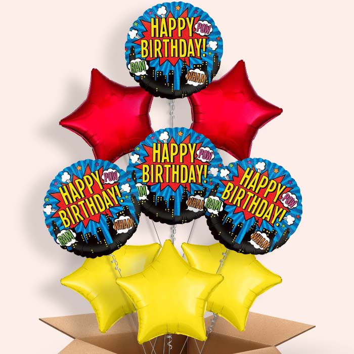 Superhero Balloons in a Box (Happy Birthday)