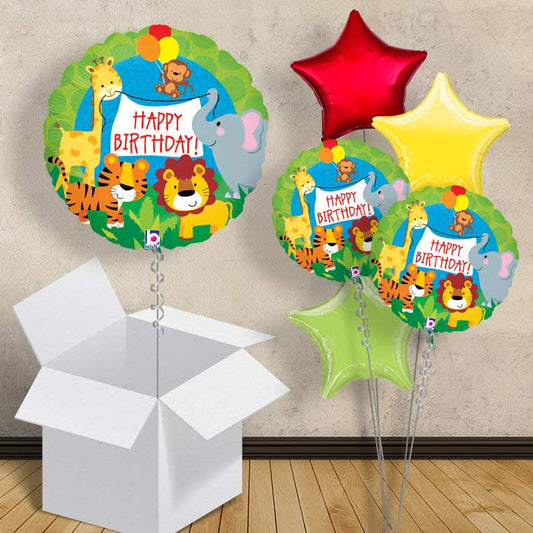 Jungle Animal Balloons in a Box (Happy Birthday) - 1 Balloon | Small Indoor Plants