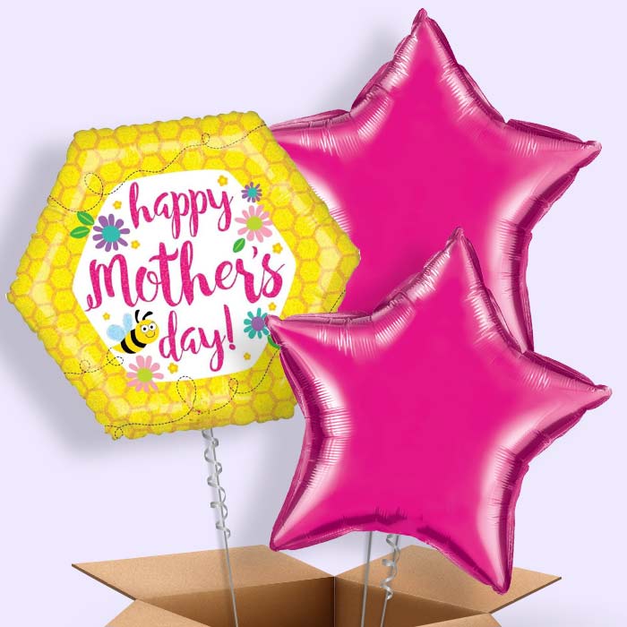 Bee Mother's Day 3 Balloon Bouquet in a Box