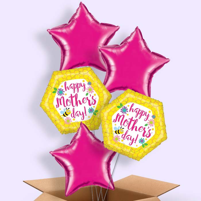 Bee Mother's Day 5 Balloon Bouquet in a Box