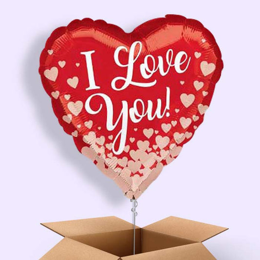 I Love You Balloons in a Box (Rose Gold Hearts)