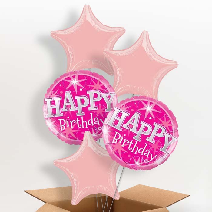 Sparkling Pink Birthday Balloons in a Box