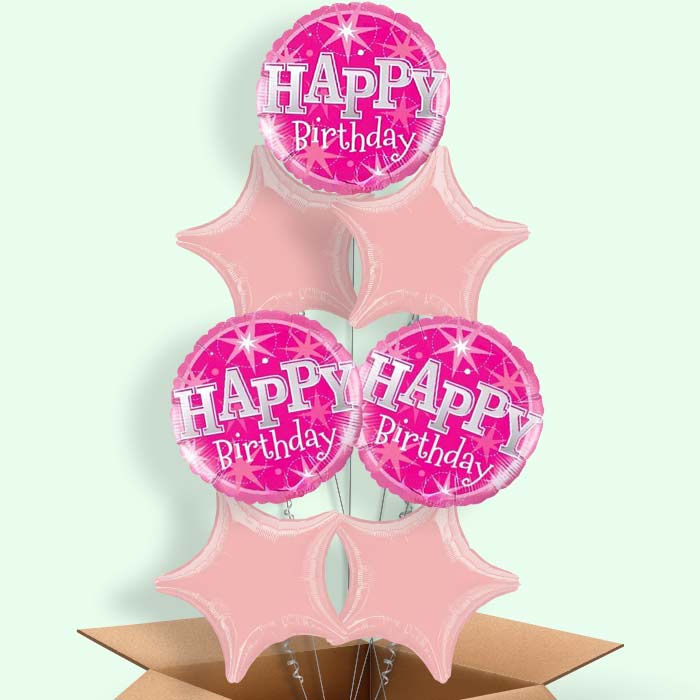 Sparkling Pink Birthday Balloons in a Box