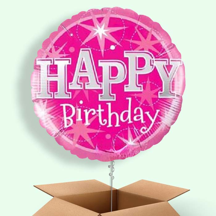 Sparkling Pink Birthday Balloons in a Box