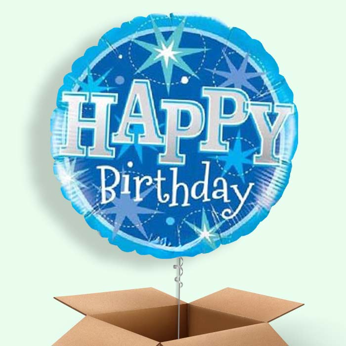 Sparkling Blue Birthday Balloons in a Box